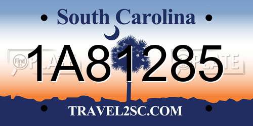 1A81285 South Carolina License Plate