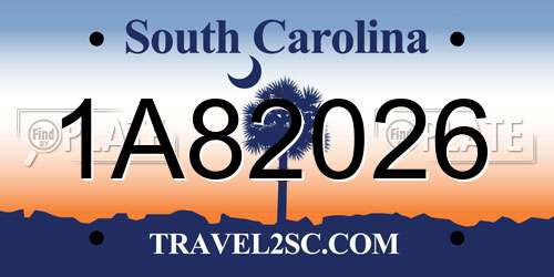 1A82026 South Carolina License Plate