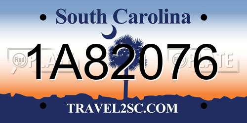 1A82076 South Carolina License Plate