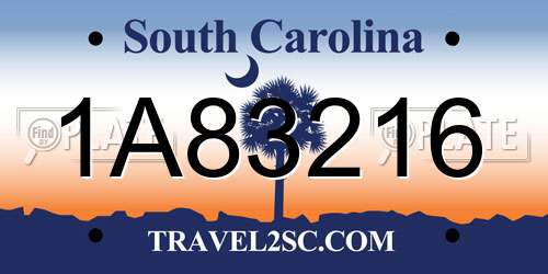 1A83216 South Carolina License Plate