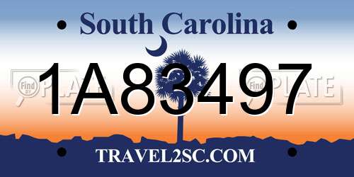 1A83497 South Carolina License Plate