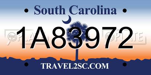 1A83972 South Carolina License Plate