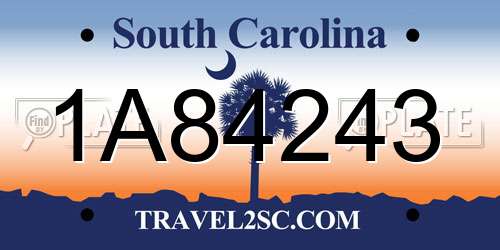 1A84243 South Carolina License Plate