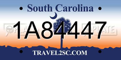 1A84447 South Carolina License Plate