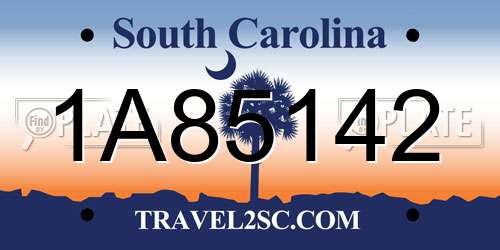 1A85142 South Carolina License Plate