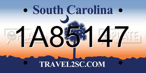 1A85147 South Carolina License Plate