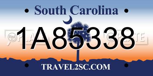 1A85338 South Carolina License Plate