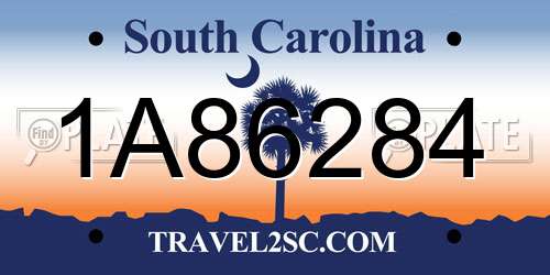 1A86284 South Carolina License Plate