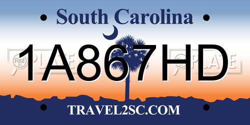 1A867HD South Carolina License Plate