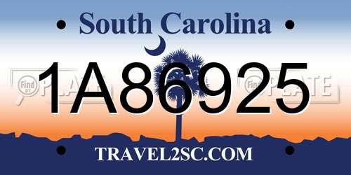 1A86925 South Carolina License Plate