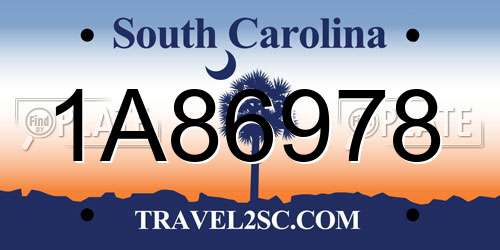 1A86978 South Carolina License Plate