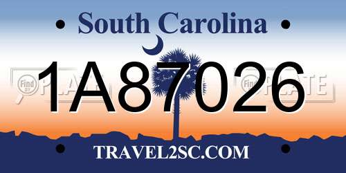1A87026 South Carolina License Plate