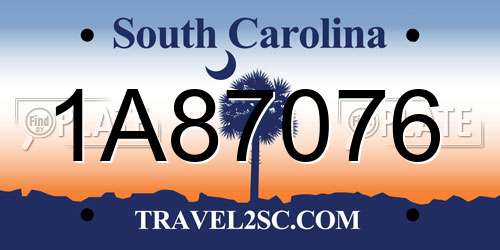 1A87076 South Carolina License Plate