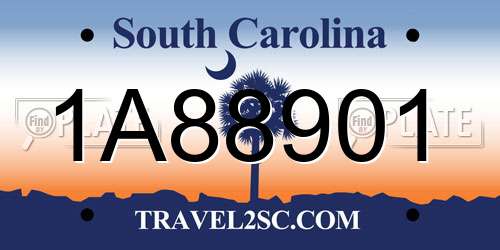 1A88901 South Carolina License Plate