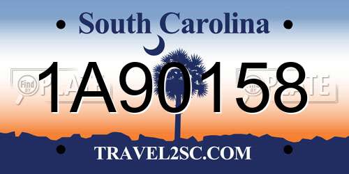 1A90158 South Carolina License Plate