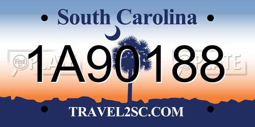 1A90188 South Carolina License Plate