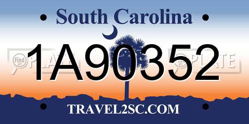 1A90352 South Carolina License Plate