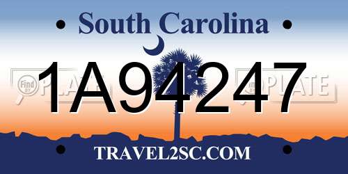 1A94247 South Carolina License Plate