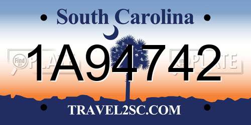 1A94742 South Carolina License Plate
