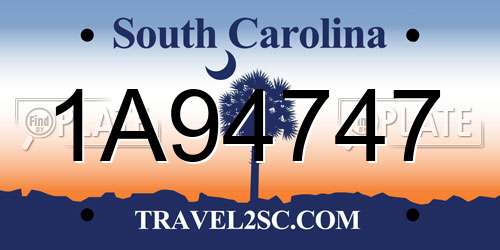 1A94747 South Carolina License Plate