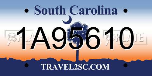 1A95610 South Carolina License Plate