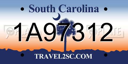 1A97312 South Carolina License Plate