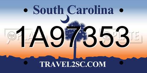 1A97353 South Carolina License Plate