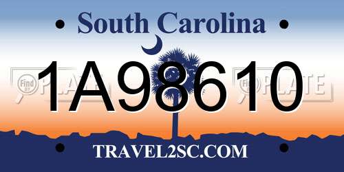 1A98610 South Carolina License Plate