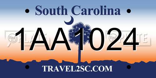 1AA1024 South Carolina License Plate