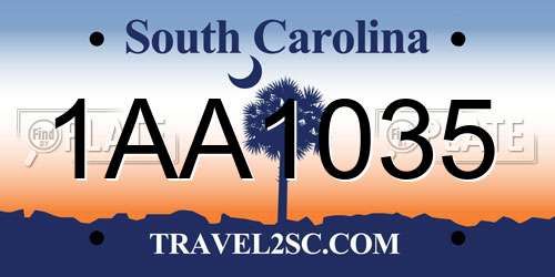 1AA1035 South Carolina License Plate