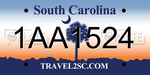 1AA1524 South Carolina License Plate