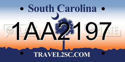 1AA2197 South Carolina License Plate