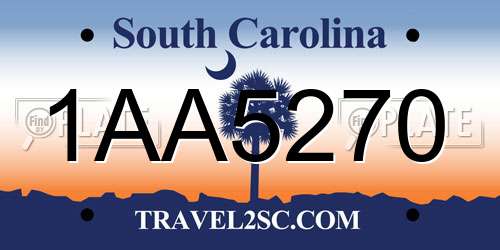 1AA5270 South Carolina License Plate