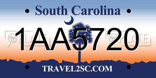 1AA5720 South Carolina License Plate