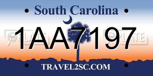 1AA7197 South Carolina License Plate