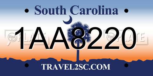 1AA8220 South Carolina License Plate