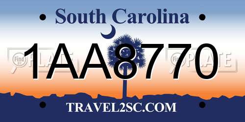 1AA8770 South Carolina License Plate