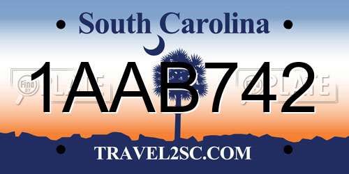 1AAB742 South Carolina License Plate