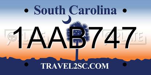 1AAB747 South Carolina License Plate