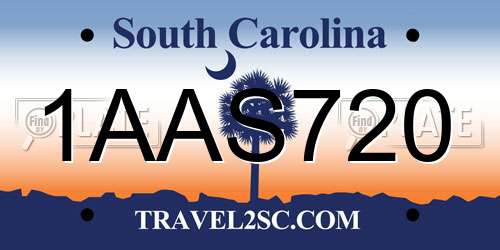 1AAS720 South Carolina License Plate
