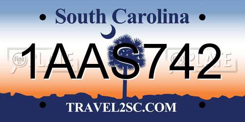 1AAS742 South Carolina License Plate
