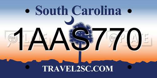 1AAS770 South Carolina License Plate