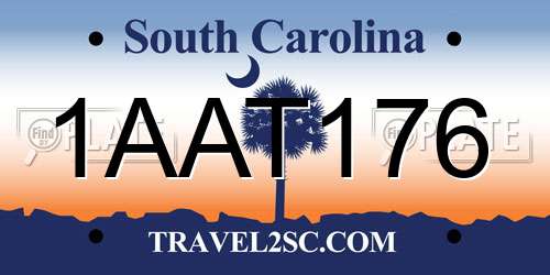 1AAT176 South Carolina License Plate
