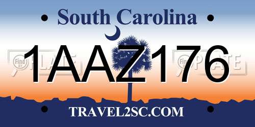 1AAZ176 South Carolina License Plate