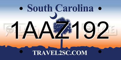 1AAZ192 South Carolina License Plate