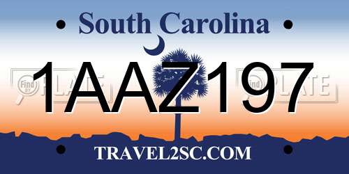 1AAZ197 South Carolina License Plate