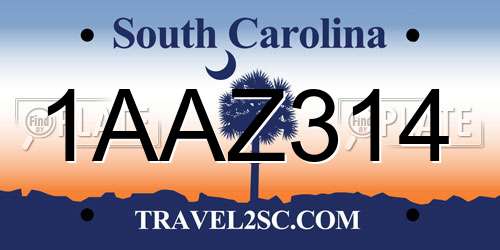 1AAZ314 South Carolina License Plate