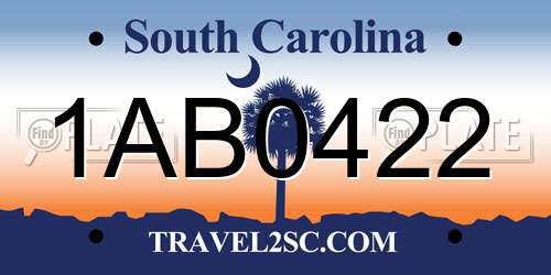 1AB0422 South Carolina License Plate