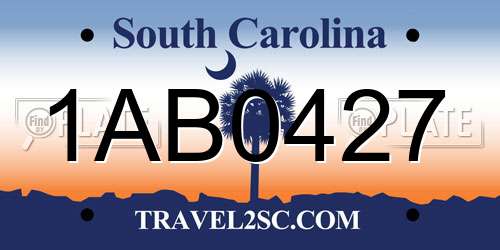1AB0427 South Carolina License Plate
