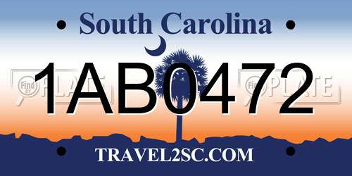 1AB0472 South Carolina License Plate